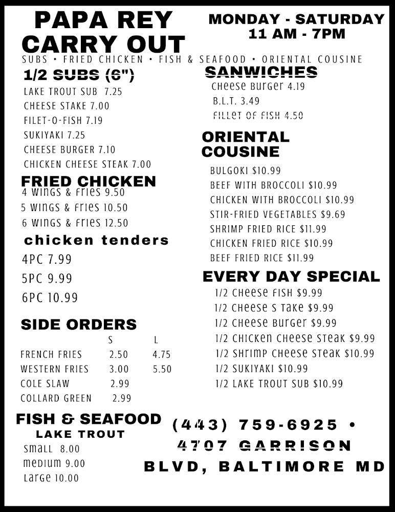 PAPA REY CARRY OUT Shrimp Fried Rice